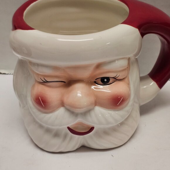 4 Pottery Barn Santa Claus Handcrafted Ceramic Mug Set Different Face Designs - Picture 5 of 15